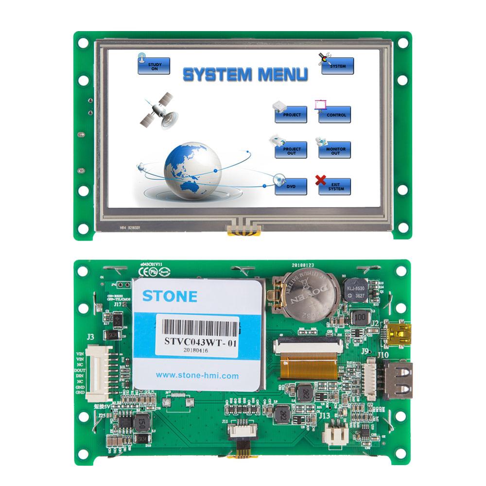 스톤 지능형 4.3 인치 TFT LCD 디스플레이 모듈 컨트롤러 보드 + 프로그램 + 터치 스크린 + RS232/RS485 인터페이스